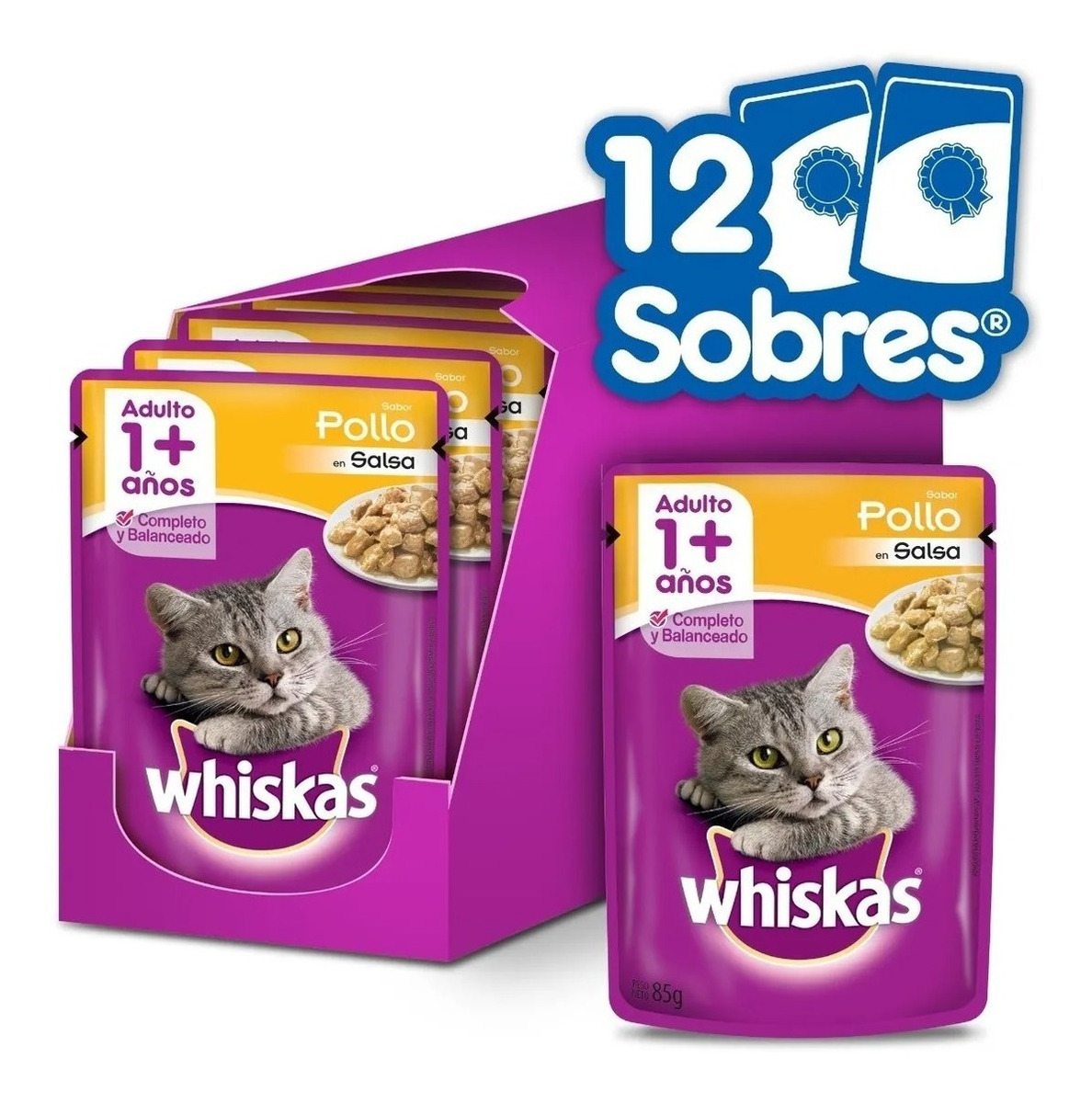 Cajas Pouch Whiskas x 12